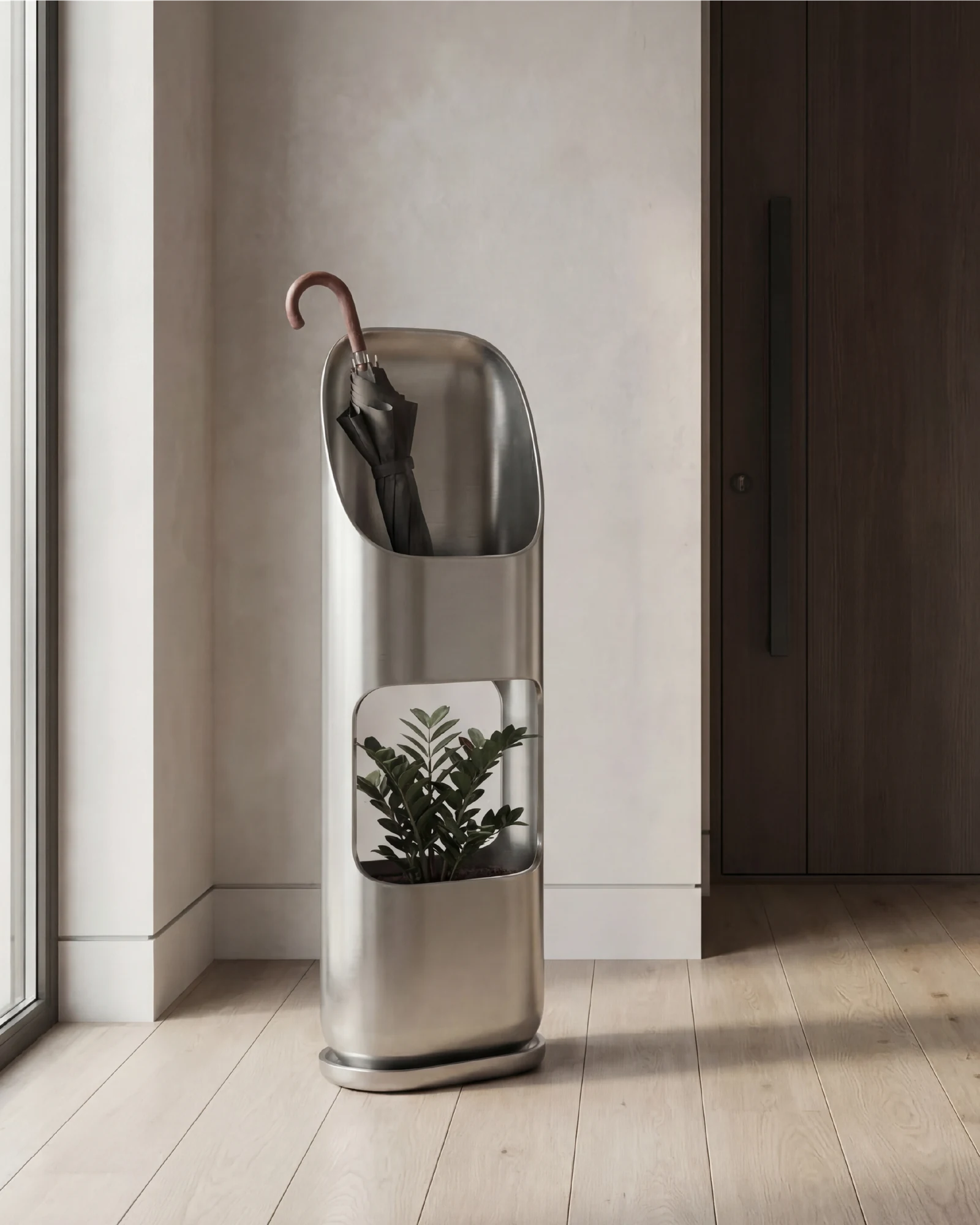 Entry Column umbrella stand concept visualized beside a window